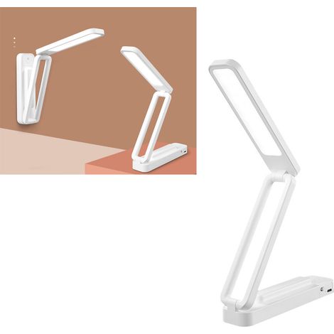 Lampe de bureau pliable et portable à 3 couleurs, avec variateur tactile, télécommande, pour le bureau, 947, blanche, rechargeable, 2000 mAh (1/5)