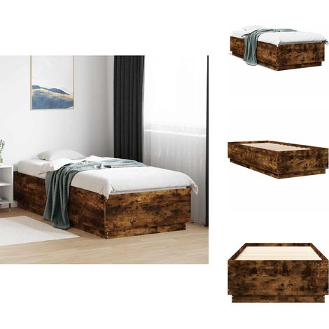 Cadre de lit sans matelas chêne fumé 100x200 cm - Cadre De Lit - Lit Double - Lit Moderne - Lit En Bois - Sommier (1/5)