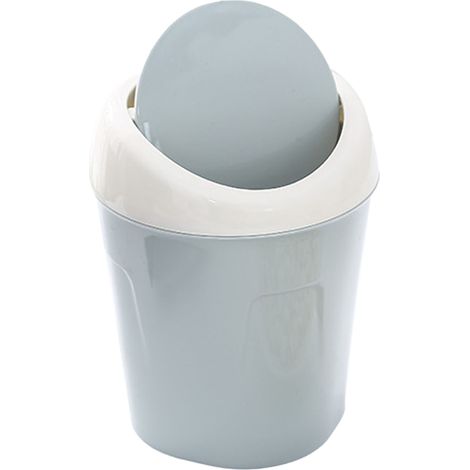poubelle-Poubelle de Table Petite et Mini avec Couvercle Oscillant Plastique Bleu pour Salon Bureau (1/5)