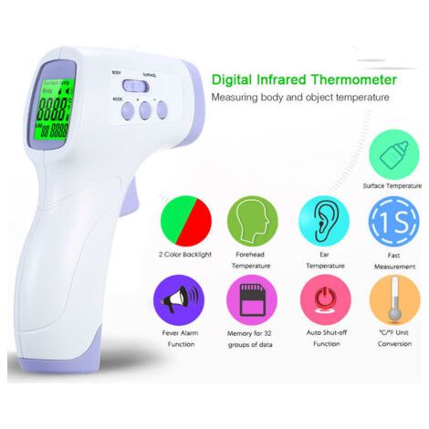 Thermometre Infrarouge Numerique Sans Contact, Violet - (1/3)