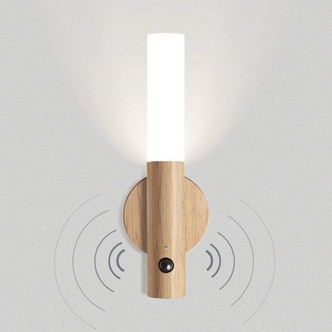 [NIEMALS VERWENDET] Ineasicer LED-Wandleuchte, Wandleuchte aus Holz, Wandlampe mit Bewegungsmelder, USB-aufladbar, kabellos, magnetisches Nachtlicht, warmweißes Licht (1/4)