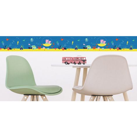 Frise auto-collante Peppa Pig avec sa famille dans l'eau - 1 rouleau de 0,97 x 5 m (1/2)