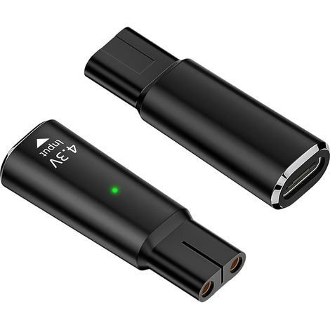 2 Pièces 4.3V Philips Chargeur Remplacement de Type-C pour Oblade QP2620/QP2520/QP2515/QP2510 pour Tondeuse Barbe Electriques Homme Rasoir avec Indicateur de Charge (Câble non Compris,Noir) (1/5)