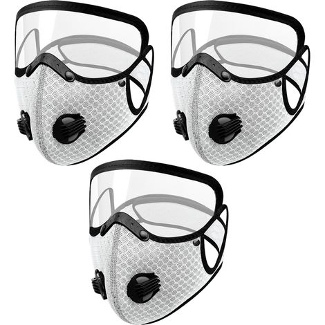 Mascarilla deportiva de 3 piezas con válvulas de exhalación, mascarilla deportiva antipolvo de protección personal ajustable. (1/5)