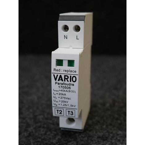Parafoudre modulaire monophasé compact C2 Uc 275V Imax 40kA sans télésignalisation ADEE