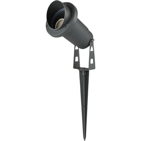 TrAdE Shop Traesio - Faretto Esterno Da Giardino Doppia Istallazione Con Picchetto Staffa Gu10 Ip65 Et-01 - Grigio (1/5)