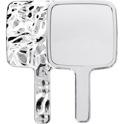 Handspiegel, Make-up-Spiegel mit Griff, professionelle Friseursalonspiegel, Badezimmer (Silber) (1, rechteckig) (1/5)