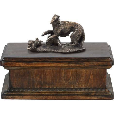 Urne funéraire russe pour chien (Borzoi, Barzoi) - urne classique ornée d'une statuette, urne élégante avec un chien par Art-Dog (1/5)