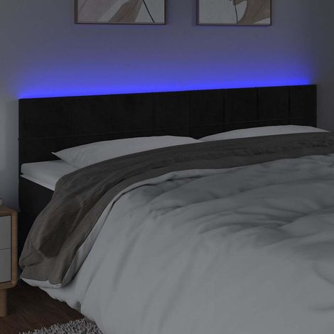 vidaXL Cabecero con LED de terciopelo negro 180x5x78/88 cm (1/5)