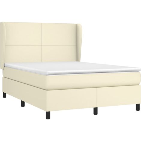 vidaXL Giroletto a Molle con Materasso Crema 140x200 cm in Similpelle (1/4)