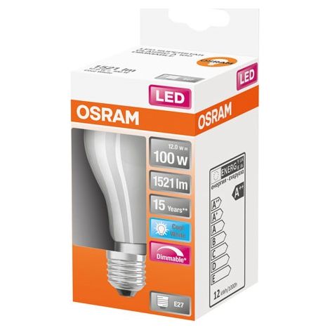 Led Estándar de Vidrio Opalino Variable 12W E27 Frío Caja 1 - Osram