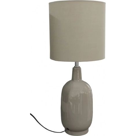 Lampe 49 cm vase céramique laqué et abat-jour taupe - GAïA (1/5)