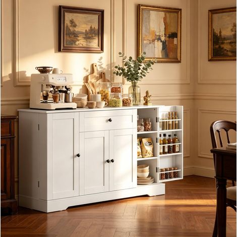 Küchen-Sideboard Weiß 140 x 40 x 80 cm mit 1 Schublade und 4 Türen (1/5)