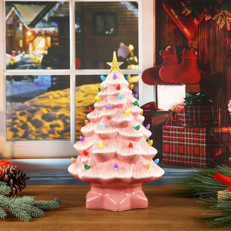 Sapin - de Noël Mini avec lumières LED - de table décoration de fête, ornement, 30 x 12 x 12 cm (1/5)