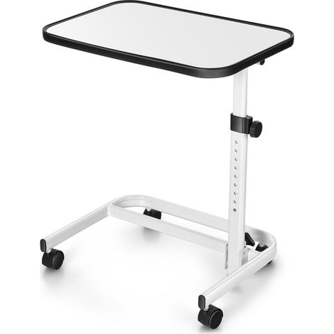 Mesita de noche ajustable con ruedas y tablero inclinable, 73-93 cm