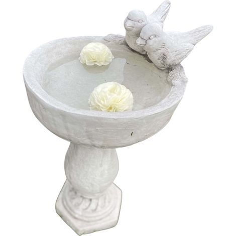 Abbeveratoio per uccelli in cemento con colonna decorativa per il giardino (1/5)