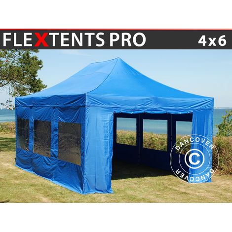 Gazebo pieghevole Gazebo rapido FleXtents PRO 4x6m Blu, incl. 8 (1/5)