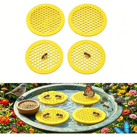 Lot de 4 abreuvoirs flottants à insectes pour le jardin, île d'abeille, accessoire pour apiculteur, île flottante, station d'arrosage pour nourrir les abeilles, les papillons (1/5)