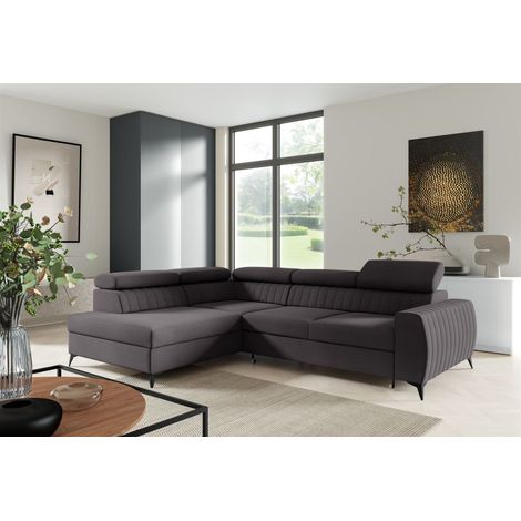 Ecksofa Schlafsofa Sofa TORONTO Stoff Element Schwarz Ottomane Links (1/4)