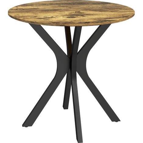 Tavolo da pranzo rotondo Ø80 x 75 cm marrone con base spider in acciaio (1/5)
