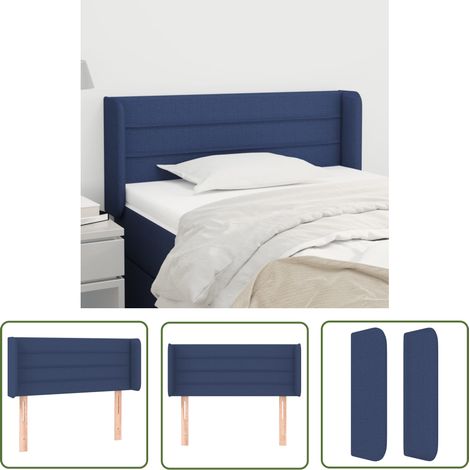 The Living Store Tête de lit avec oreilles Bleu 93x16x78/88 cm Tissu - Tête De Lit - Têtière De Lit - Literie - Meuble De Chambre - Décoration Chambre (1/5)