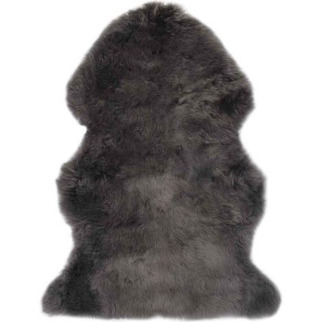 Tapis en Peau de Mouton Véritable Poils Longs pour Salon et Chambre Gris Clair 60 x 90 cm - PANGIVO (1/4)