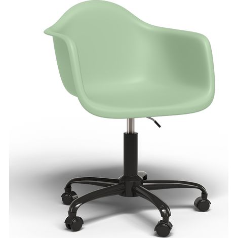 Sedia da ufficio con braccioli - Sedia da scrivania con ruote - Struttura nera Weston Pastel green
