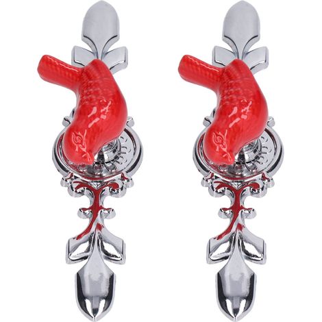 Lot de 2 poignées de tiroir en alliage de zinc pour meubles de cuisine et d'armoire, motif pigeon rouge (1077D). (1/5)