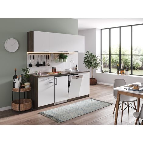Cuisine Kitchenette Single Chêne York Blanc Oliver 195 cm Respekta
