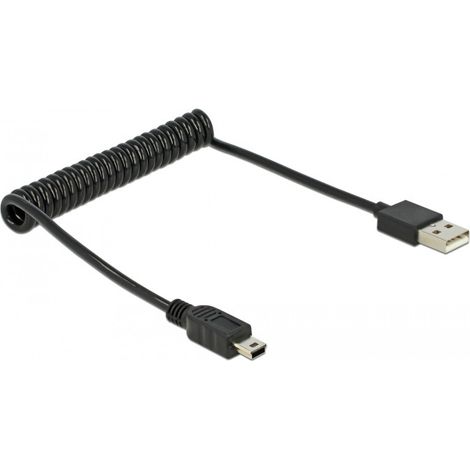 Delock USB 2.0/USB mini 0.6m - 0,6 m - USB A - Mini-USB A - USB 2.0 - Männlich/Männlich - Schwarz (1/4)