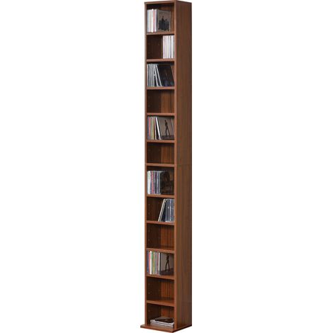 Scaffale a Colonna Tynset con 12 Scomparti per CD DVD 175x20x20 cm Effetto Noce [en.casa]