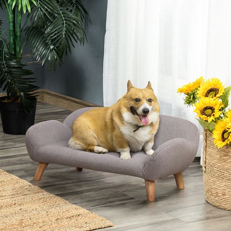 Canapé adapté pour chien canapé adapté pour animal de compagnie scandinave pieds effilés en bois revêtement tissu 72 x 44 x 31 centimètres -