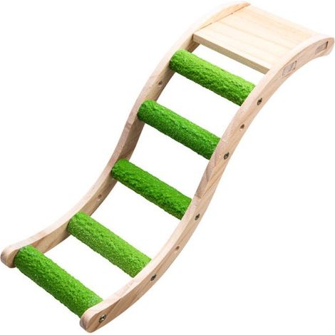 Kletterspielzeug Haustierleiter Vogeltreppe Haustierständer Vogelkäfigzubehör Haustierbeschäftigung 9,8 x 2,6 x 32 cm Holz für Papageien, Hamster (1/5)