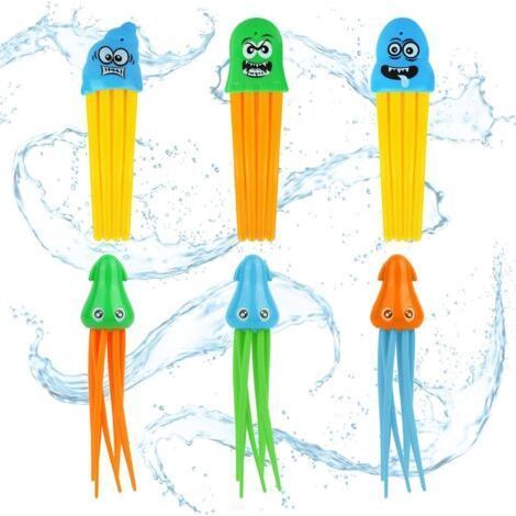 6-teiliges Schwimmbad-Tauchspielzeug, Quallen-Krake-Schwimmspielzeug, Unterwasserspielzeug, Sommer-Schwimmbad-Spiele für Erwachsene und Kinder, Unterwasser-Training (1/5)