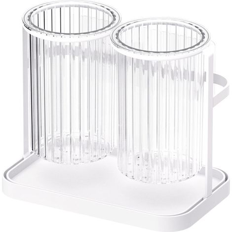 Organisateur de rangement pour ustensiles de cuisine, boîte de rangement pour baguettes, 2 compartiments, blanc