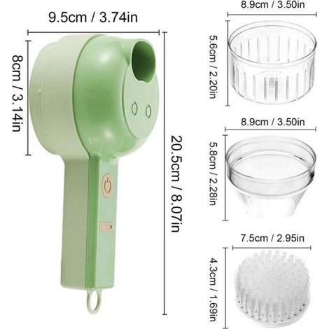 Coupe-légumes Électrique Portable 4 en 1 Hachoir Électrique sans Fil Trancheuse Hachoir À Légumes Viande À L'ail, Au Piment (1/4)