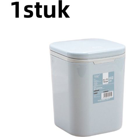 Mini poubelle de bureau carrée avec couvercle – Ouverture Push – Petite poubelle compacte pour bureau, chambre et espace de travail – Bleu (1/5)