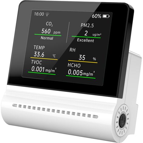 Irovami Moniteur qualité air 5 en 1 – PM2.5/CO2/HCHO/TVOC – Idéal pour maison, bureau, surveillance (1/5)