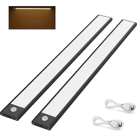 Lampe de placard LED, 40 cm, sans fil, rechargeable par USB, aimantée, détecteur de mouvement, 3 modes d'éclairage, portable, lampe de placard (1/4)