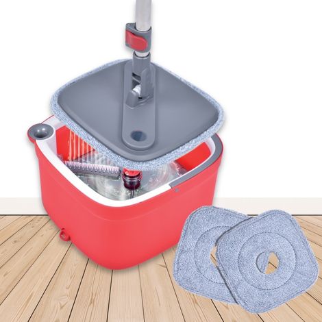 Smart Mop Revolution Liseré Vert Balai serpillère & seau essoreur 2 compartiments, manche télescopique 2 lingettes microfibre