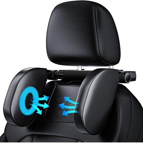Reposacabezas para coche, soporte para la cabeza de niño, soporte para asientos de coche de viaje con espuma viscoelástica, ideal para dormir en el coche (negro, PVC A05)