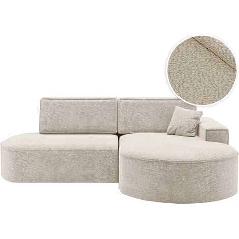 Canapé d'angle droit convertible 4 places MARLO en tissu chenille - Blanc (1/5)