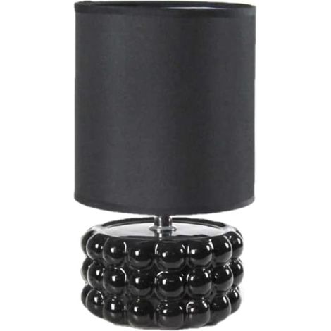 LAMPADA LUMETTO DA TAVOLO CON BASE IN CERAMICA EFFETTO BUBBLE 15X25 CM NERA
