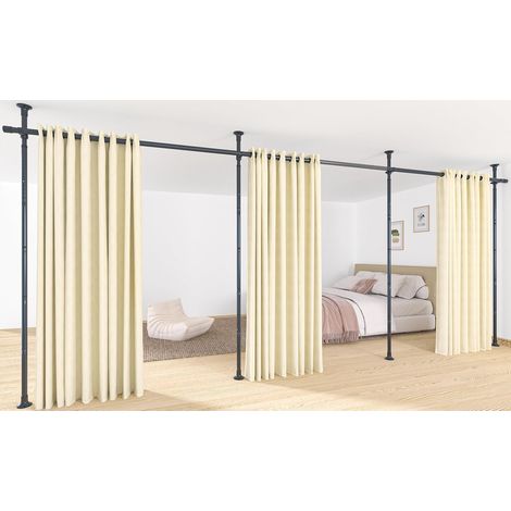 Paravent en 3 parties - Tringle à rideaux sans rideau - Paravent réglable - Séparateur de pièce ou tringle à rideaux - Brise-vue pour salon, chambre à coucher - 420 x 317 cm (l x H) (1/5)