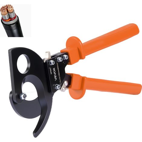 VEVOR Tagliacavi a Cricchetto Cesoia per Cavi Pinza Tagliacavi Lame in Acciaio Armonico Manici Rivestiti in PVC, Taglierina per Fili di Rame Alluminio Capacita max. 400 mm², Utensile per Elettricista