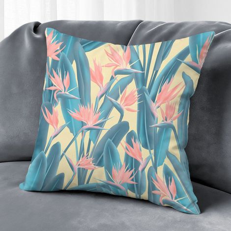 Housse de coussin extérieur fleurs été, décoration terrasse jardin,45×45cm (1/5)