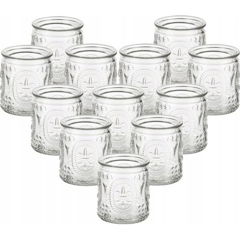 Portavelas de cristal para velas pequeñas, 12 unidades, 7x6 cm, decoración de mesa para bodas