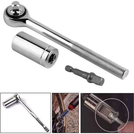 TRADE SHOP - Kit 3 Pezzi Chiave Universale A Bussola Da 7 A 19 Mm Avvita Svita Dado Bullone - (1/4)