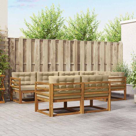 Outdoor-Sofagarnitur mit Kissen 7 pcs Natur und Beige