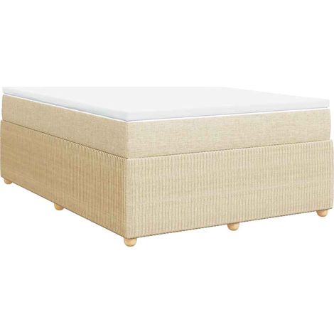 Maison Exclusive - Sommier à lattes de lit avec matelas Crème 160x200 cm Tissu (1/5)